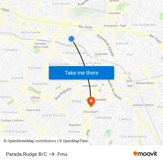 Parada Rudge B/C to Fmu map