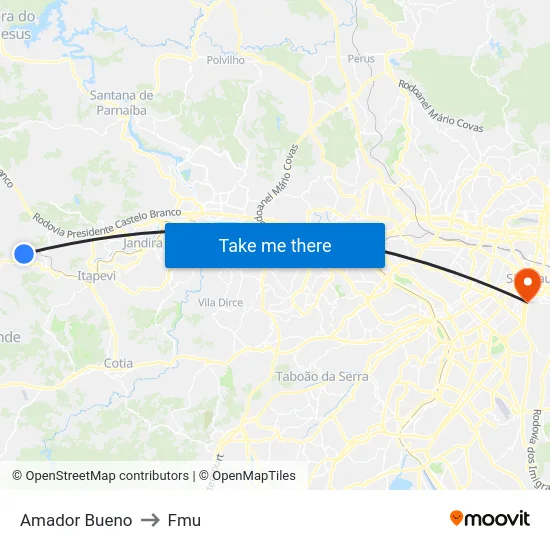 Amador Bueno to Fmu map