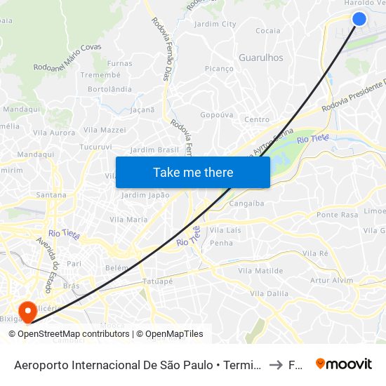 Aeroporto Internacional De São Paulo • Terminal 3 to Fmu map