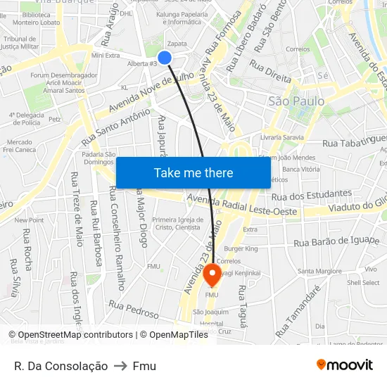 R. Da Consolação to Fmu map