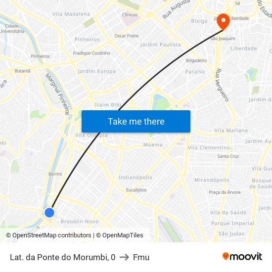 Lat. da Ponte do Morumbi, 0 to Fmu map