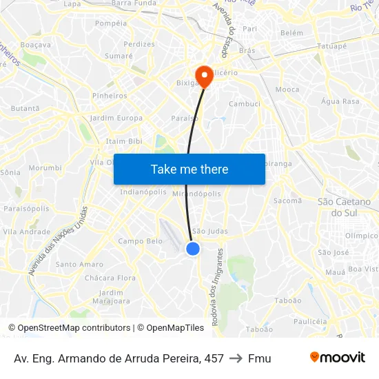 Av. Eng. Armando de Arruda Pereira, 457 to Fmu map