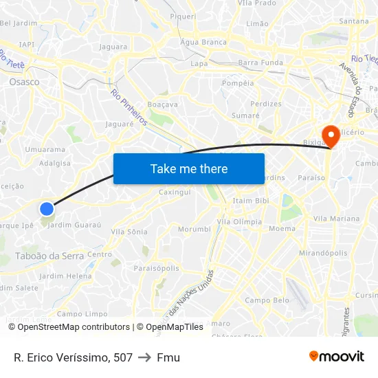 R. Erico Veríssimo, 507 to Fmu map