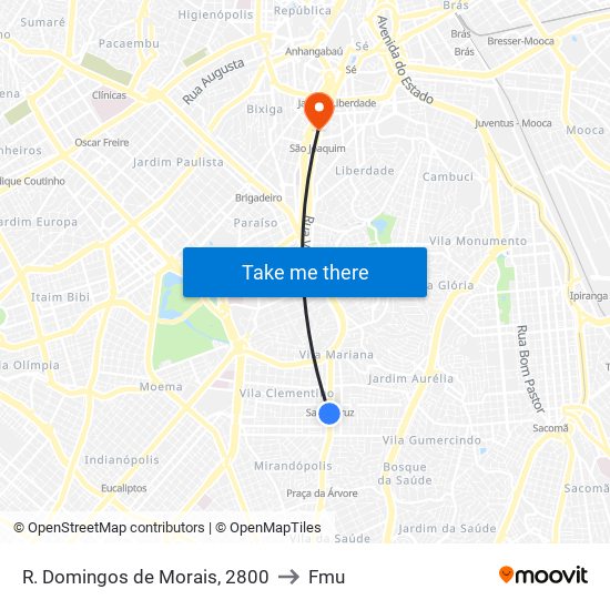 R. Domingos de Morais, 2800 to Fmu map