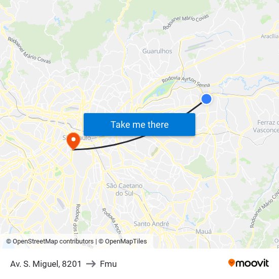Av. S. Miguel, 8201 to Fmu map