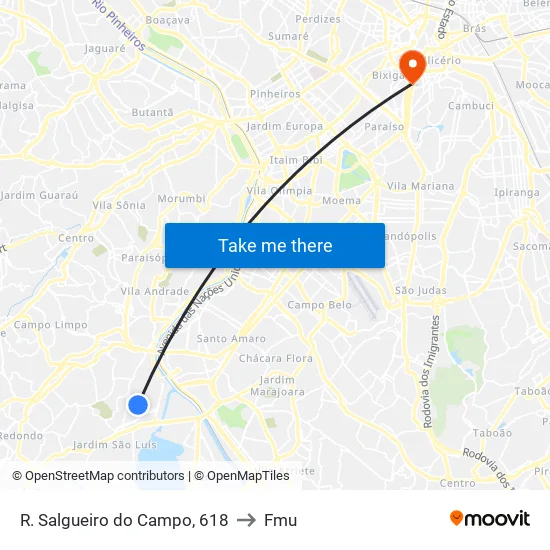 R. Salgueiro do Campo, 618 to Fmu map