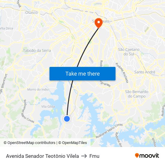 Avenida Senador Teotônio Vilela to Fmu map