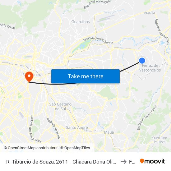 R. Tibúrcio de Souza, 2611 - Chacara Dona Olivia, São Paulo to Fmu map