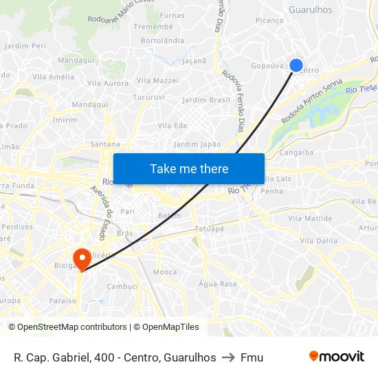 R. Cap. Gabriel, 400 - Centro, Guarulhos to Fmu map