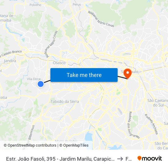 Estr. João Fasoli, 395 - Jardim Marilu, Carapicuíba to Fmu map