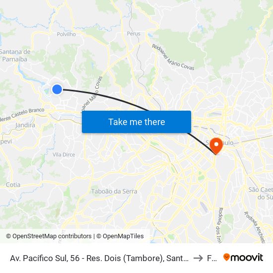 Av. Pacífico Sul, 56 - Res. Dois (Tambore), Santana de Parnaíba to Fmu map