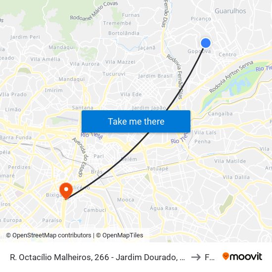 R. Octacílio Malheiros, 266 - Jardim Dourado, Guarulhos to Fmu map