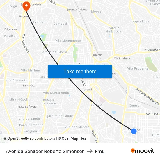 Avenida Senador Roberto Símonsen to Fmu map