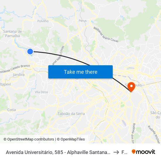 Avenida Universitário, 585 - Alphaville Santana de Parnaíba to Fmu map