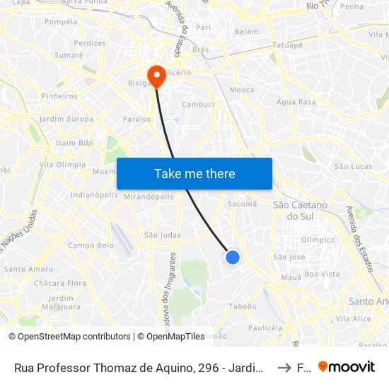 Rua Professor Thomaz de Aquino, 296 - Jardim Maria Estela, São Paulo to Fmu map