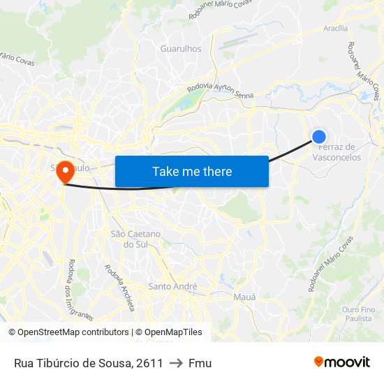 Rua Tibúrcio de Sousa, 2611 to Fmu map