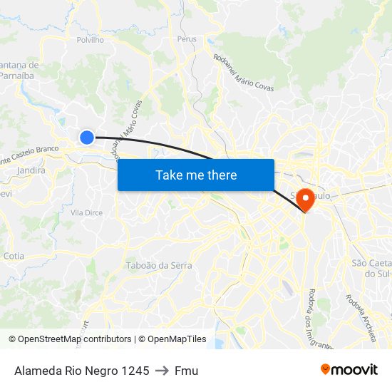 Alameda Rio Negro 1245 to Fmu map
