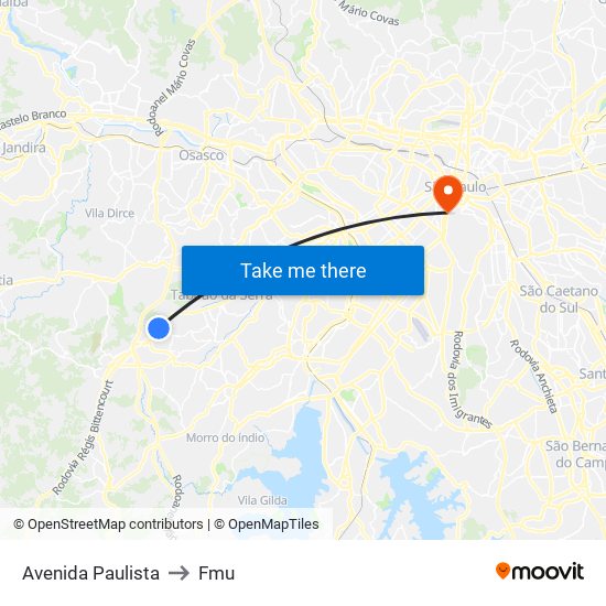 Avenida Paulista to Fmu map