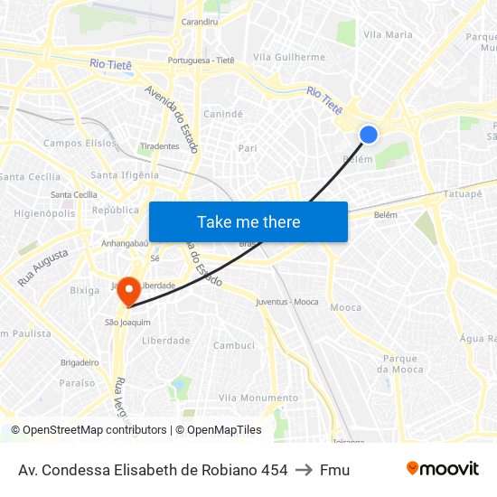 Av. Condessa Elisabeth de Robiano 454 to Fmu map