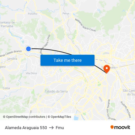 Alameda Araguaia 550 to Fmu map