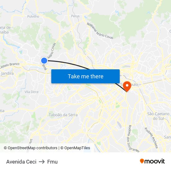 Avenida Ceci to Fmu map