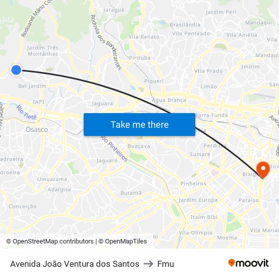 Avenida João Ventura dos Santos to Fmu map