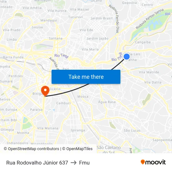 Rua Rodovalho Júnior 637 to Fmu map