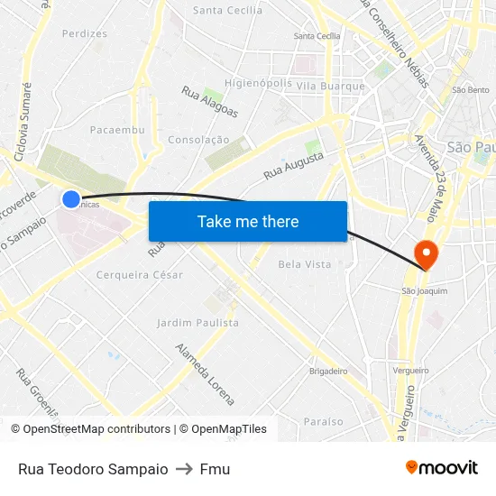 Rua Teodoro Sampaio to Fmu map
