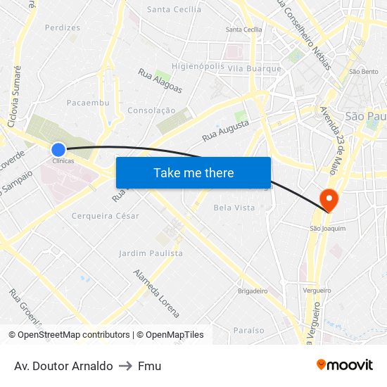 Av. Doutor Arnaldo to Fmu map