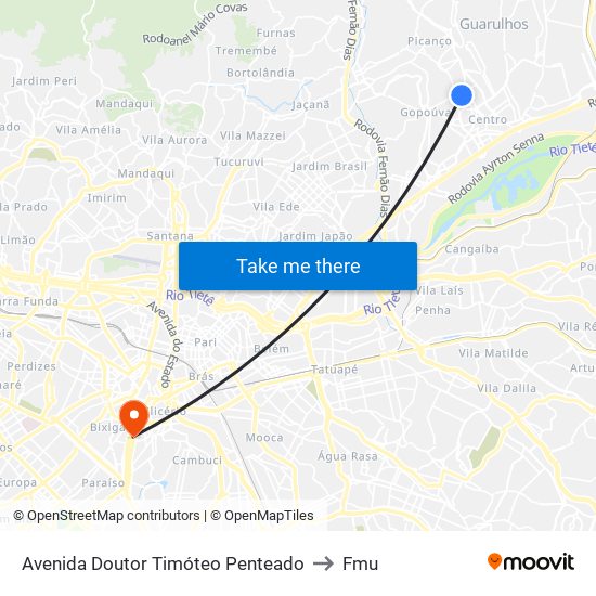 Avenida Doutor Timóteo Penteado to Fmu map
