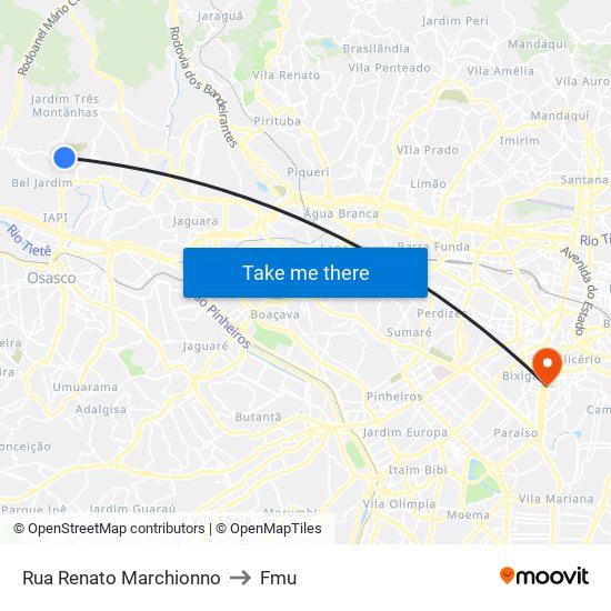 Rua Renato Marchionno to Fmu map