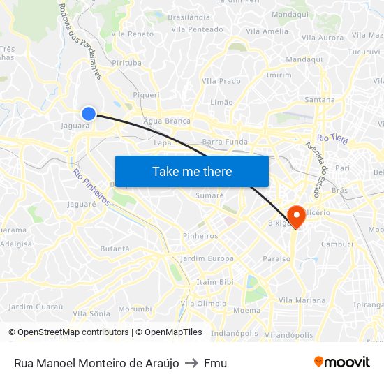 Rua Manoel Monteiro de Araújo to Fmu map