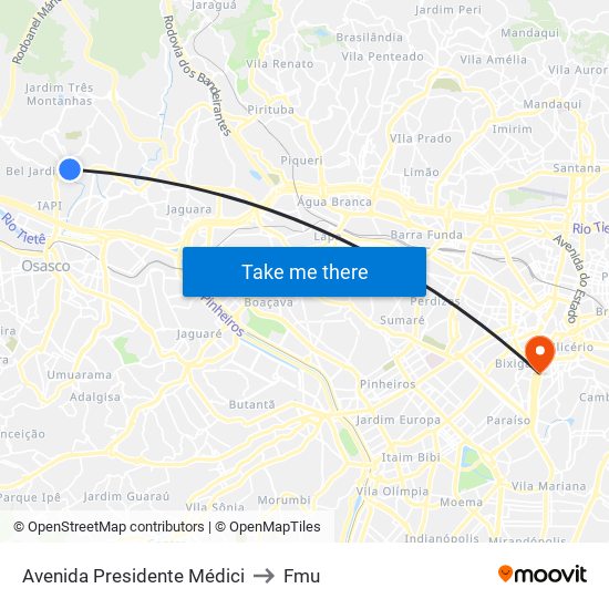 Avenida Presidente Médici to Fmu map