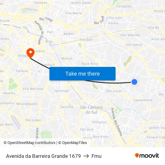 Avenida da Barreira Grande 1679 to Fmu map