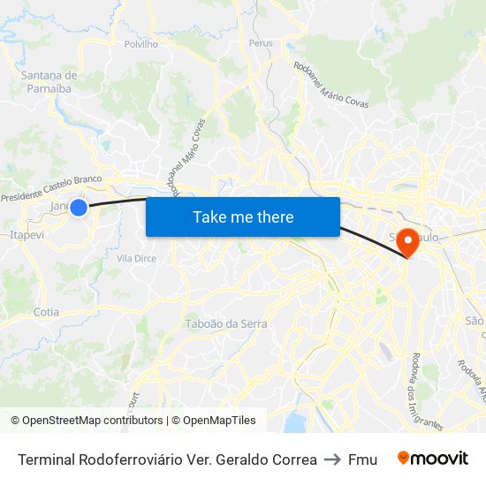 Terminal Rodoferroviário Ver. Geraldo Correa to Fmu map