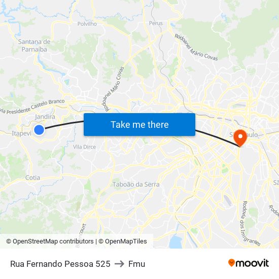 Rua Fernando Pessoa 525 to Fmu map