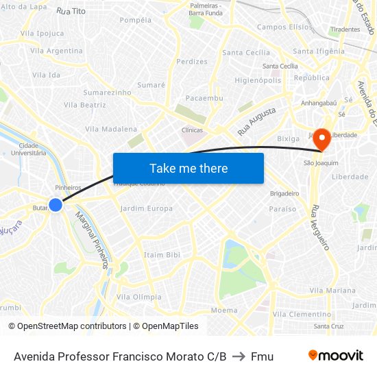 Avenida Professor Francisco Morato C/B to Fmu map