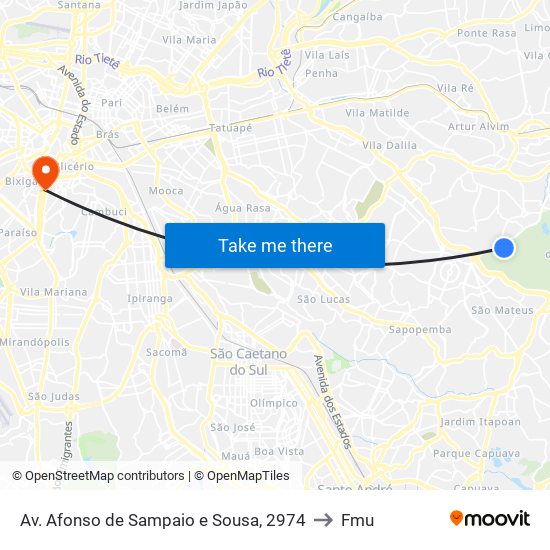 Av. Afonso de Sampaio e Sousa, 2974 to Fmu map