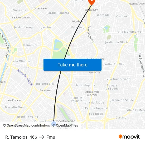 R. Tamoios, 466 to Fmu map