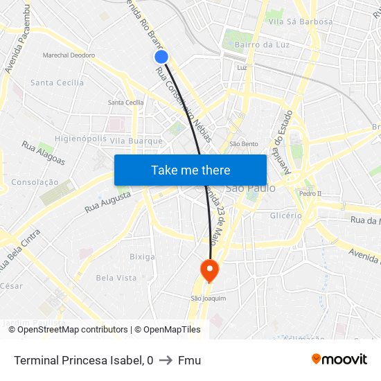 Terminal Princesa Isabel, 0 to Fmu map