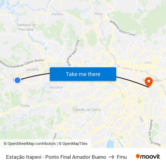 Estação Itapevi - Ponto Final Amador Bueno to Fmu map