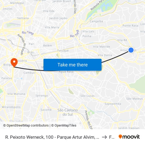 R. Peixoto Werneck, 100 - Parque Artur Alvim, São Paulo to Fmu map