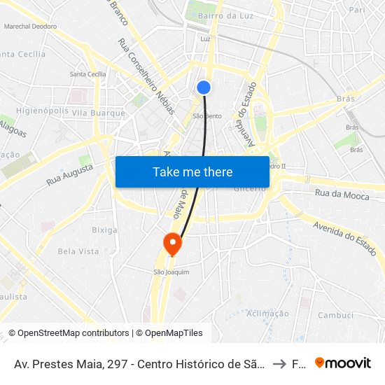 Av. Prestes Maia, 297 - Centro Histórico de São Paulo, São Paulo to Fmu map