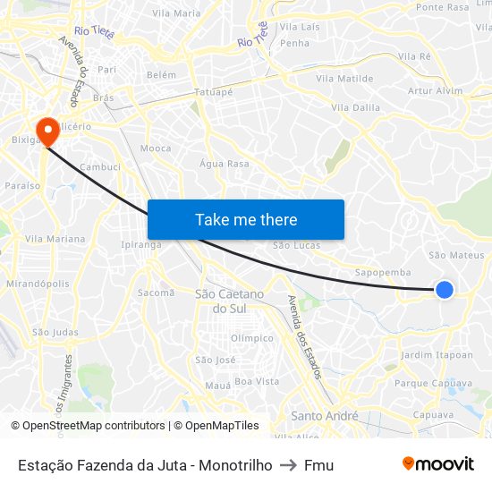 Estação Fazenda da Juta - Monotrilho to Fmu map