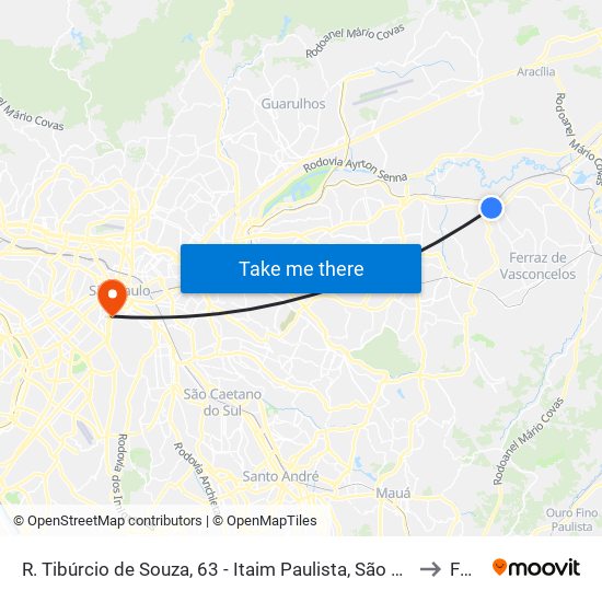 R. Tibúrcio de Souza, 63 - Itaim Paulista, São Paulo to Fmu map