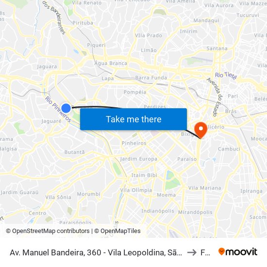 Av. Manuel Bandeira, 360 - Vila Leopoldina, São Paulo to Fmu map