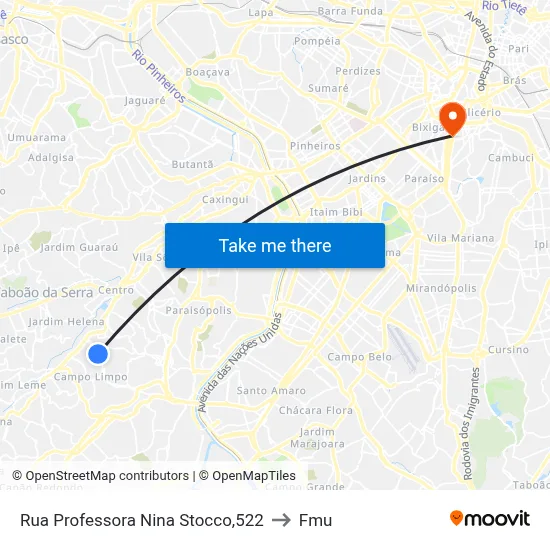 Rua Professora Nina Stocco,522 to Fmu map