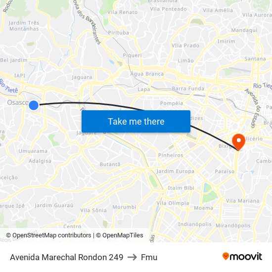 Avenida Marechal Rondon 249 to Fmu map