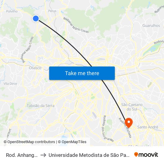 Rod. Anhanguera, 26000 to Universidade Metodista de São Paulo (Campus Rudge Ramos ) map