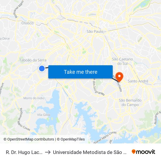 R. Dr. Hugo Lacorte Vitale, 214 to Universidade Metodista de São Paulo (Campus Rudge Ramos ) map